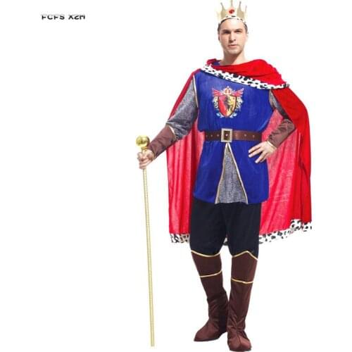 S-M Man King Cosplay Adult Halloween Medieval Costumes Purim Carnival parade Masquerade Stage Show Nightclub Bar Role Play dress