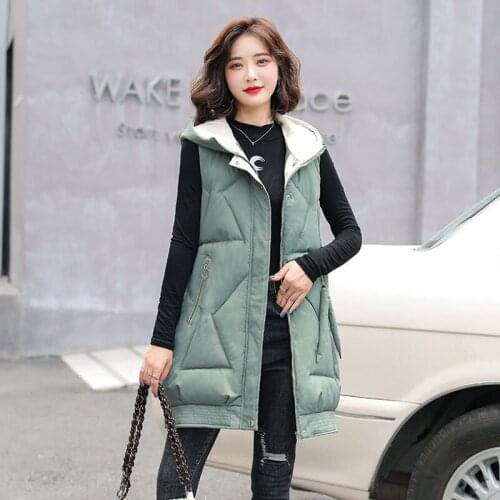 Waistcoat Womens Mid-Length Thick Down Cotton Plus Size Vest Autumn And Winter Sleeveless Jacket Female Loose Outerwear