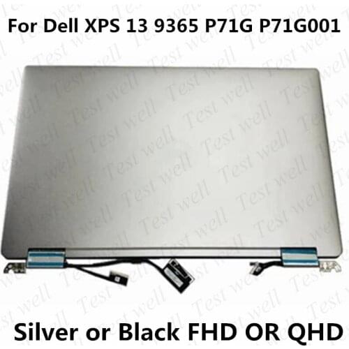 Original 13.3" For Dell XPS 13 9365 P71G P71G001 LCD Touch Screen Display FHD QHD+ Touch Digitizer Full Assembly With Hings