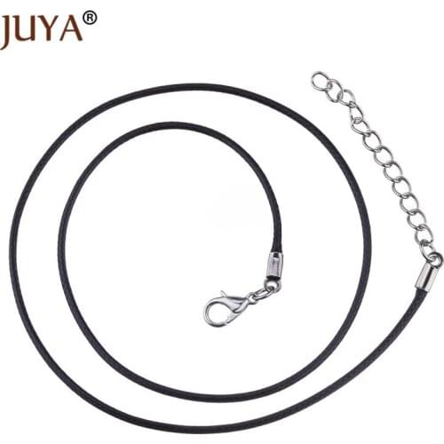 20 Pcs Wholesale 1.5 mm Black Leather Cord Lobster Clasp 45cm Wax Rope Chain for DIY Making Pendant Necklace Jewelry Accessories