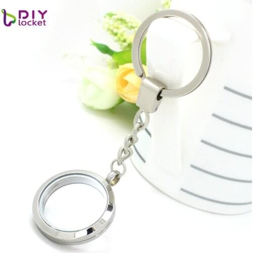 30mm Round Stainless Steel Magnetic Glass Locket Keychain Wholesale Jewelry LSFK23-24