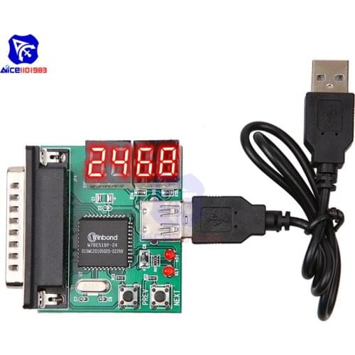 Diymore 4 Digit PC Mainboard Diagnostic Analyzer Card Motherboard Post Tester Card 4 LED Indication with USB Cable for PC Laptop