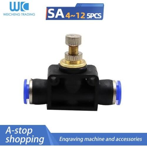 5pcs Pneumatic SA4 quick connector SA6 pipeline throttle valve SA8 SA10 SA12 adjustable plastic trachea connector