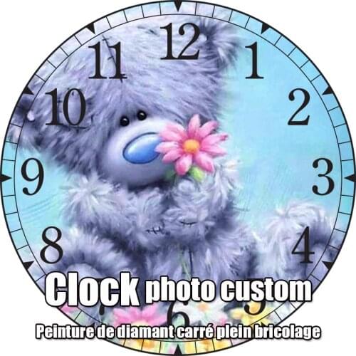 5D DIY Non-Full Square Diamond Painting Cartoon Flower Animal Clock Scenery Diamond Embroidery Cross Stitch Home Timepiece Decor