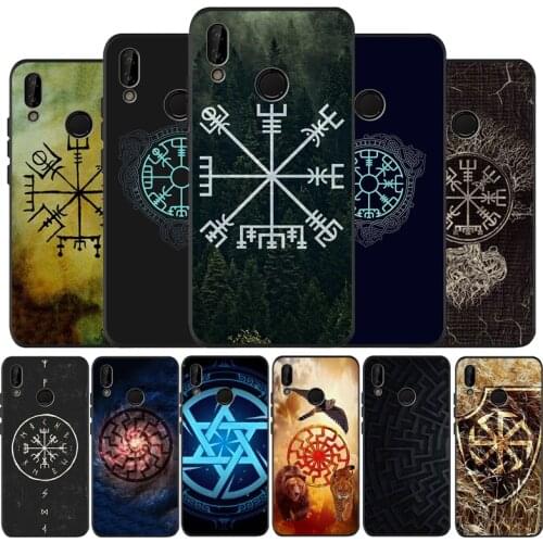 Viking Vegvisir Odin Nordic black Silicone Phone Case For Huawei honor 30 20 Pro 8 8X 9 10 20 Lite Mate 10 20 30 Lite Pro