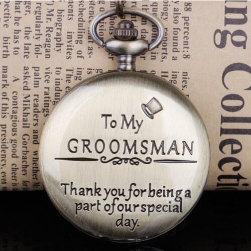 Black/Bronze New Design Quartz Pocket Watch Text To my Groomsman Men Pocket Watch Best Gifts For Groomsman