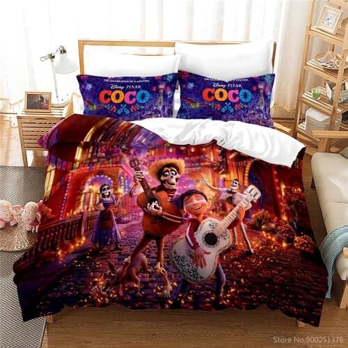 Coco Disney Cartoon Film Duvet Cover Set Queen King Size Bedding Set Soft Quilt Cover & Pillowcase Set Bedclothes for Kids Boys