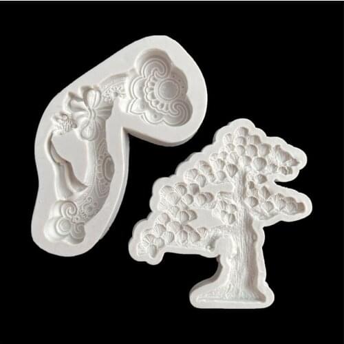 14*6.5*1.5CM DIY Sugar Craft Cake Vintage Fortune Tree Silicone Mold Fondant Mold Cake Decorating Tools Gum Paste Mold