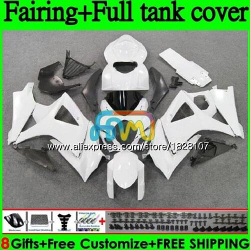 Glossy white Body +Tank For SUZUKI GSXR1000 CC GSXR-1000 K7 GSXR 1000 1000CC 99BS.21 GSX-R1000 GSX R1000 07 08 2007 2008 Fairing