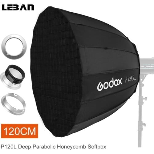 Godox P120L 120CM Deep Parabolic Bowens Mount Portable Softbox + P120 Grid for Studio Flash Photo Studio