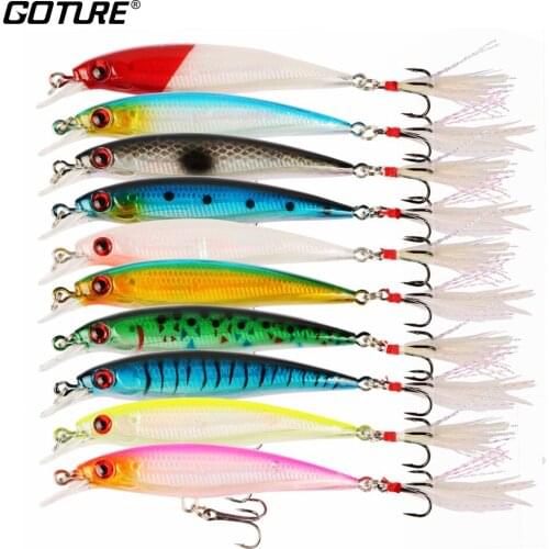 Goture 10pcs Wobblers Fishing Lure Minnow with Feather Carp Fishing Artificial Bait Fishing Tackle 13cm 7.4g