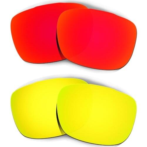 HKUCO For Two Face Sunglasses Polarized Replacement Lenses 2 Pairs Red & 24K Gold
