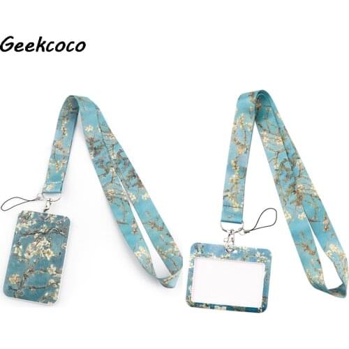 J2680 Vangogh Oil Painting Art Neck Straps Lanyards For Keys Pass Gym Phone USB DIY Badge Holder With Card Cover