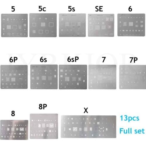 Jyrkior For iPhone 5 5s 5c SE 6 6P 6S 6s Plus 7 7P 8 8P X 13pcs/Set BGA Reballing Stencil Template
