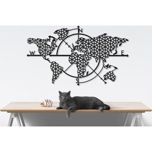Metal World Map Compass, Metal Wall Decor, Art Work, World Map Wall Art, metal Wall Art, Home Metal Decor (38x24 inc/97x62cm)