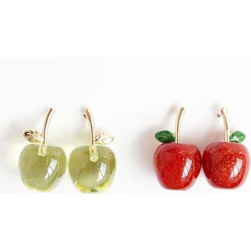 Cute Red and Green Apple Earrings For Women Fashion Japanese Three-dimensional Fruit Stud Ears Female Jewelry Accessories