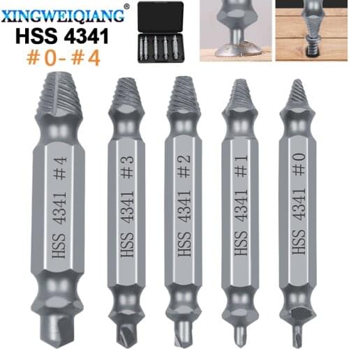 5pcs Material Damaged Screw Extractor Drill Bits Guide Set Broken Speed Out Easy out Bolt Stud Stripped Screw Remover Tool