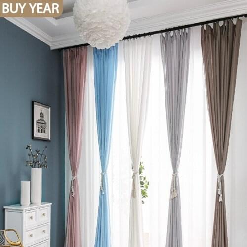 Nordic Curtains for Living Dining Room Bedroom Modern Minimalist Thickened Tulle Translucent and Impermeable Window Screen