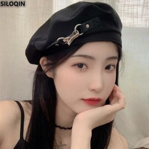 SILOQIN 2021New Metal Berets Female Spring Summer Thin Section Breathable Painter Net Red Temperament Grace Octagonal Hat Gorra