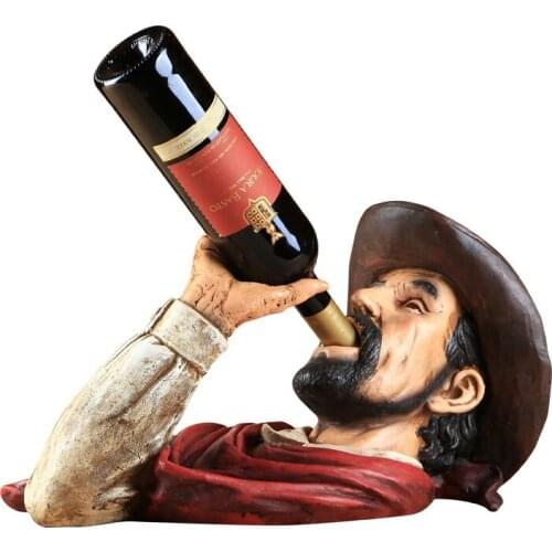 Originality Mans head Wine rack Dining room Bar Resin Wine holders American village Home decoration Bar accessories home bars