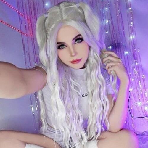 Platinum Blonde Cosplay Wigs for Women Middle Part Synthetic Wig Soft Heat Resistant Fiber Hair Wig with Baby Hair
