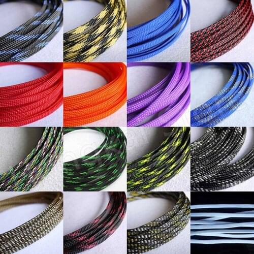 PET Nylon Braided Sleeve Tube Ø12mm Three Weave Encryption Wire Protection Sleeve -60℃~125℃ Good Flexibility All Color