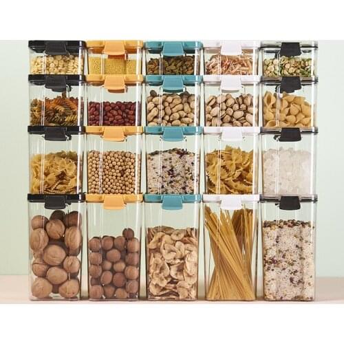 700/950/1300ML Transparent Sealed Cans Food Storage Container Plastic Kitchen Refrigerator Noodle Box Multigrain Storage Tank