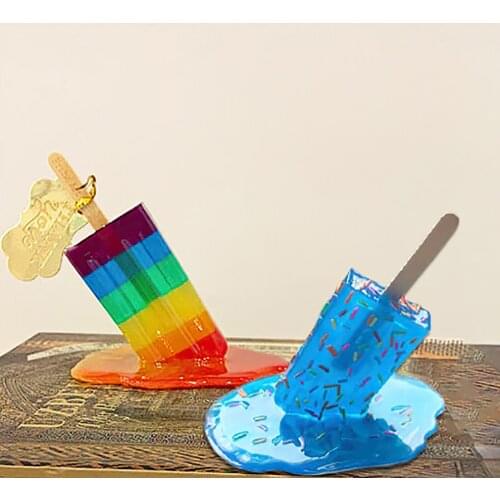 Realistic Melting Popsicle Model Beautiful Ornaments Artificial Resin Decoration Crafts Festival Spoof Props Modern Home Decor