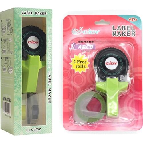 Green Cidy C101 Manual Label Makers for 9mm 3D Embossing Plastic Label Tapes Mini Handhold Typewriter Replacement of Motex E101