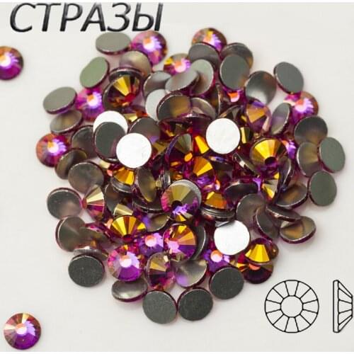 SS16 SS20 SS30 Fuchsia AB Flat Back Nail Decoration Non Hotfix Rhinestones for DIY Apparel Decoration Rhinestone Glue On Stone