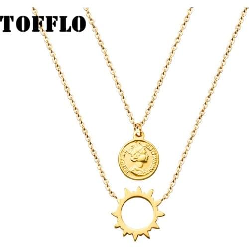 TOFFLO Fashion Jewelry Queen Image Sun Goddess Pendant Womens Fashion Double Clavicle Chain BSP351