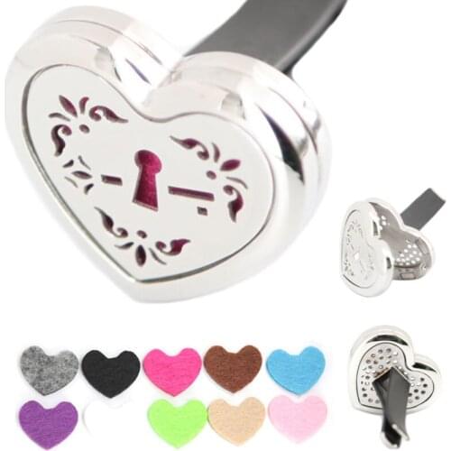 AMYA Jewelry Heart 30mm Diffuser 316 Stainless Steel Car Aroma Locket Essential Oil Car Diffuser Lockets Free Pads