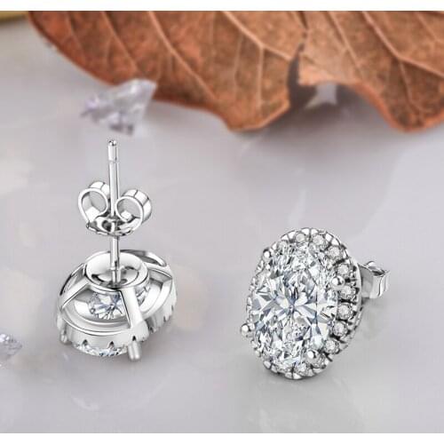 Visual sense of atmosphere sterling silver dove egg earrings womens diamond moat inlaid oval accessories womens luxury jewelry