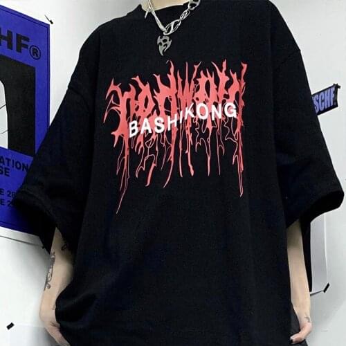 Women tshirt hip hop letter Harajuku dropshipping Gothic Korean regular o-neck Streetwear clothing vintage top print punk bar