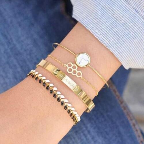 Personality Bracelets For Women Black And White Wheat Ears Charm Bracelets&Bangles Alloy Bracelet Adjustable Women Jewellery