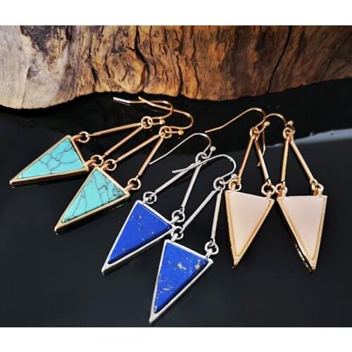 2020 New Pink Blue Stone Gold Big Dangle Earrings For Women Bohemian Brincos Jewelry Party Drop Earring Accessories Mujer Gifts