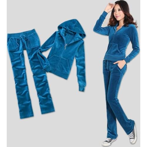 Sport Set Women Peacock Blue Two 2 Piece Hooded Top T Shirt Long Sleeve Sportsuit Workout Active Outfit Fitness Gym Sets S-XL