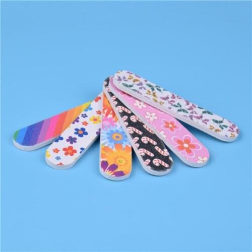 10 Pcs/Lot Mini Nail Colorful Flower Buffer Shine Block Nail File 8.9*2cm Mini Nail File Buffer Block Mini Wholesale Nail Tools