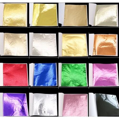 100pcs 9x9cm Art Craft Imitation Gold Sliver Copper Foil Papers Leaf Leaves Sheets Gilding DIY Nail Foil Design Metal Paper