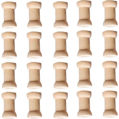 20pcs Retro Wooden Bobbins Wood Hand Crafts Thread Spool Sewing Craft Tool