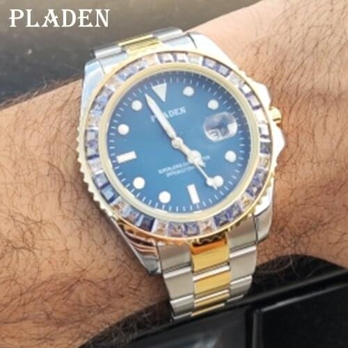 2021 Mens Quartz Watches PLADEN Sapphire Glass Waterproof Luminous Military AAA Diamond Luxury Waterproof Clocks Dropshipping