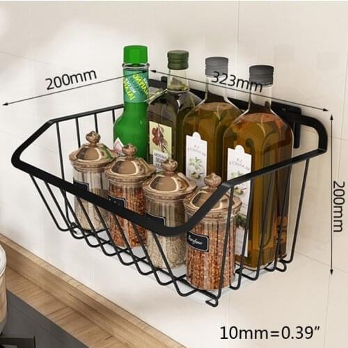 23GB Kitchen Wall Hanging Storage Basket Fruit Vegetable Spice Rack with Drain Organizer Dish Drying Shelf Container