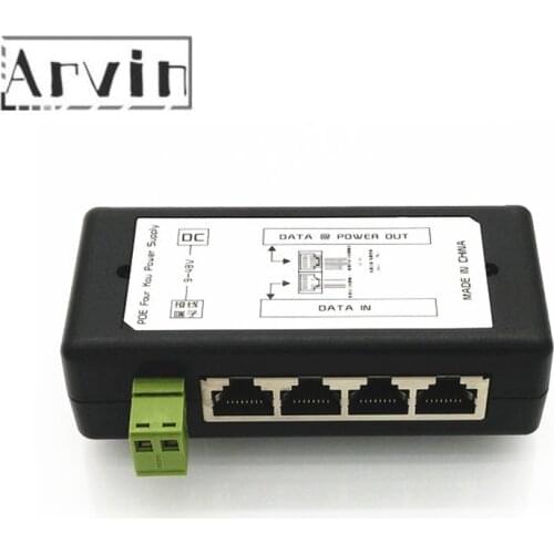4Ports POE Injector POE Splitter for CCTV POE IP Camera Power Over PoE Power Adapter Ethernet Power Supply Input DC12V-DC48V