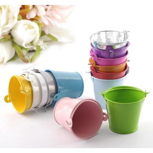 500pcs Metal Wedding Party Shower Gift Potted Plants Mini Small Assorted Colored Tin Pails Buckets Candy Chocolate Box SN125