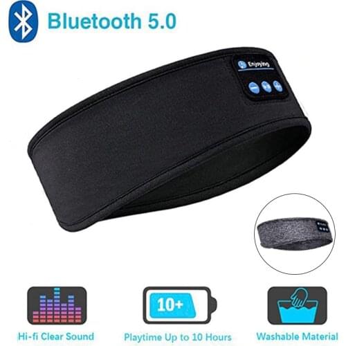 Wireless Bluetooth 5.0 Turban Headset Wireless Music Sports Soft Headband Built-In Sleep Music Eye Mask for Workout Running Yoga