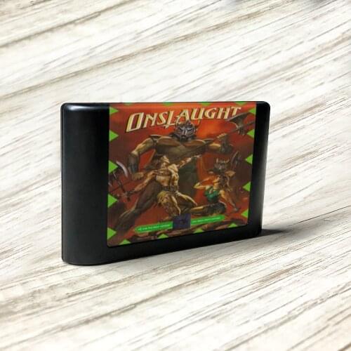 Onslaught- EUR Label Flashkit MD Electroless Gold PCB Card for Sega Genesis Megadrive Video Game Console