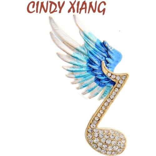 CINDY XIANG Creative Gold Color Rhinestone Music Note Shape Brooches Enamel Pin For Women And Men Party Accessories Gift Jewelry