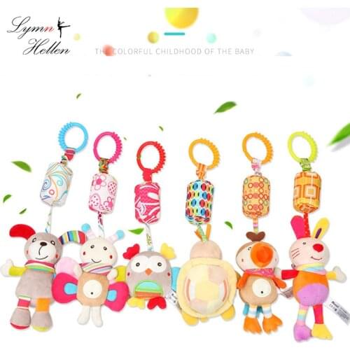 Baby Rattle Appease Stuffed Ringing Bed Stroller Toys Cute Plush Animal Rattles Wind Chimes Hanging Development Toy Kids gift