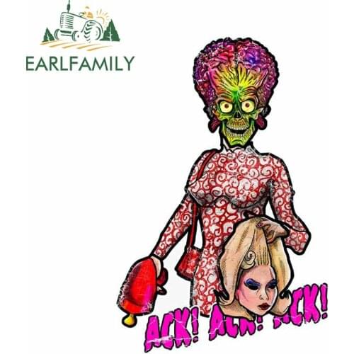 EARLFAMILY 13cm x 8.7cm Anime Funny Car Stickers for Mars Attack Laptop Refrigerator Decals VAN Waterproof DIY Car Assessoires