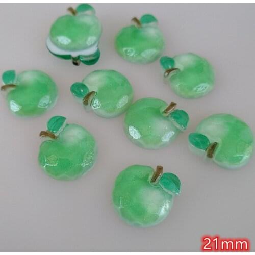 Cabochon Green Apple 20pcs Kawaii Cute Food Resin Flat Back Cabochons Scrapbooking DIY Jewelry Craft Decoration Accessories